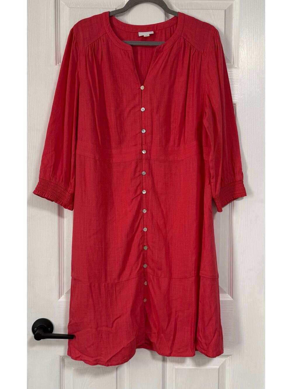 J.Jill Women's Coral Linen Blend Button Front Dress Size Large - Picture 1 of 14